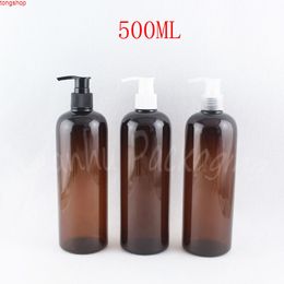 500ML Brown Plastic Bottle With Lotion Pump , 500CC / Shampoo Sub-bottling Empty Cosmetic Container ( 15 PC/Lot )good qualtity