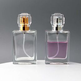 100Pcs Square Flint Perfume Atomizer Refillable Glass Empty Spray Applicator Clear Bottle With Cap for Travel 30ml LX4107