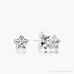 925 Sterling Silver stud Brand New Sparkling Double Hoop Earrings High Cute shining little star Stud Earring Birthday Engagement Dust Bag Gifts fit Pandora Charm