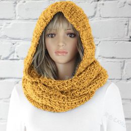 Beanie/Skull Caps WEPBEL Women Woollen Hat Knitted Scarf Fashion Hooded Women's Solid Color1