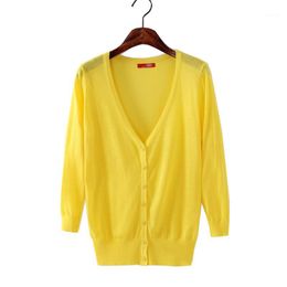 Wholesale- 2017 Cardigan Lady Knit Sweater Casual Sweater Woman Thin Sunscreen Air-Conditioned Short Sweater Coat Plus Size 23 Colors FL3861