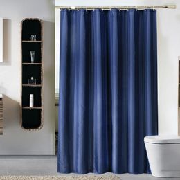 Waterproof Shower Curtain Set with 12 Hooks Solid Blue Bathroom Curtains Polyester Fabric Bath Mildew Proof for Home Decor