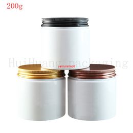 20pc 200g white round plastic bottle jars containers with Aluminium lids for cosmetic packaging,cream jar,empty sample containersgood package