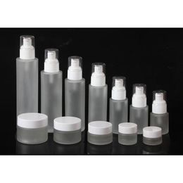 2021 20ml 30ml 40ml 60ml 80ml 100ml 120ml Frosted Glass Cosmetic Bottle Lotion Pump Bottle Refillable Liquid Perfume Spray