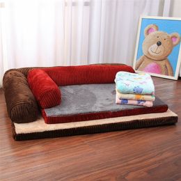 Dog Bed Soft Pet Cat Dog Beds With Pillow Mermory Foam Puppy Dog House Cushion Mat L Shaped Sofa Couch For Large Small Dogs 201130