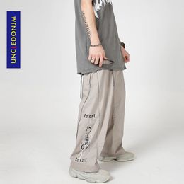 UNCLEDONJM Side Zip Straight Pants Printed Men's Loose Street Trendy and Casual hip hop Harem pants HD-B092 201109