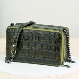 Fashion Women's Shoulder Bag Multifunctional Mini Hippon Personalised dark green alligator leather women's shoulder bag