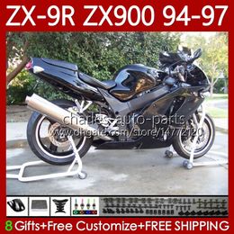 Fairings Kit For KAWASAKI ALL Black NINJA ZX-9R ZX 9R 9 R 900 CC ZX9 R ZX9R 94 95 96 97 Bodywork 100No.68 ZX900 900CC ZX-900 1994 1995 1996 1997 ZX900C 94-97 OEM MOTO Body