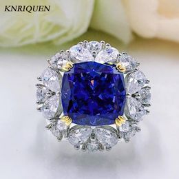 Cluster Rings 2022 Luxury 925 Sterling Silver Wedding For Girlfriend Full High Carbon Diamond Tanzanite Gemstone Party Ring Fine Jewelry