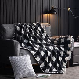 The latest 4 sizes of blanket, many styles to choose from, flannel tassels thickened lattice ball sofa blankets, support custom logo