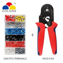 Adjustable Terminal Crimping Pliers Automatic Cable Wire Stripper Stripping Crimper Tool with 1200 Terminals Kit Y200321