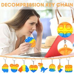 Mini Push Bubble Sensory decompression Toy Autism Needs Squishy Stress Reliever Toys Anti-stress pushits Push Fidget Keychain Kids Adult Gift