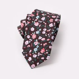 2020 6.5см хлопок Цветочные принты для мужчин Классический тощий Уверенно взрослый галстук вырезывания сжатия узкие толщинные костюмы шеи галстуки пользовательские логотип