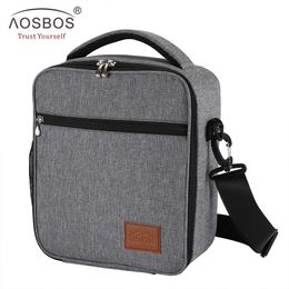 Aosbos Portable Cooler Lunch Bag Oxford Thermal Insulated Food Bags Tote Solid Food Picnic Lunch Box Bag for Men Women Kids T200710