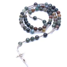 Religious Jewellery Long Stone Cross Necklace For Men Women