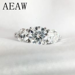 halo cut rings UK - AEAW 2ctw 6.5mm Round Cut Engagement&Wedding Moissanite Diamond Ring Double Halo Ring Platinum Plated Silver J0112
