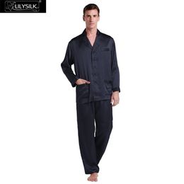 LilySilk 100 Silk Pyjamas Set For Men 22 momme Luxury Natural With Contrast Trim Men's Clothing Free Shipping LJ201112