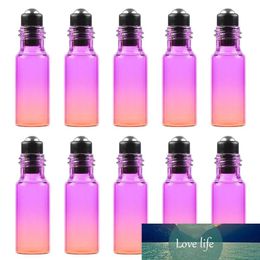 10Pcs 5ml Purple Orange Gradient Glass Bottle Essential Oil Empty Perfume Bottle Roller Bottles Ball Durable Travel Bottles