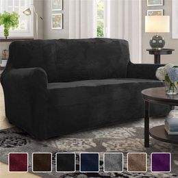 High Grade Velvet Plush Sofa Cover for Living Room Elastic Couch Cover Stretch Case Sofa Slipcover 1/2/3/4 Seater LJ201216