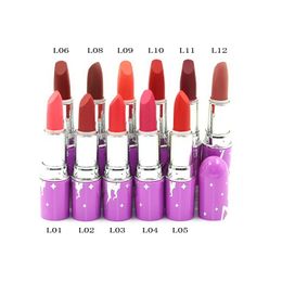 Vegan lipstick Purple Tube Lipsticks Matte Long-lasting Easy to Wear Coloris Makeup Lipper Lip Stick