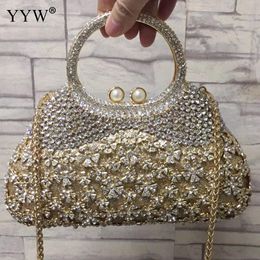 red bags for wedding Canada - Gold Evening And Clutches For Women Crystal Clutch Top Handle Hand Bags Beaded Rhinestone Purse Wedding Party Handbag red Q1117