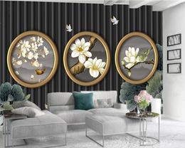 Custom Luxury Flower 3d Wallpaper Beautiful Flower Wallpaper Indoor TV Background Wall Decoration 3d Mural Wallpaper