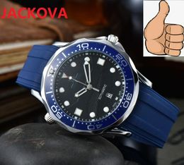 Black Blue Grey Rubber Silicone Quartz Battery Powers Stopwatch Watches 42mm Big Date President Popular business day date designer men dress watch gift wristwatch
