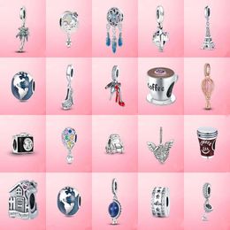 925 Sterling Silver Charm Camera Plane Travel Charm Earth House Charms Fit Pandora Bracelet Jewelry DIY Gift