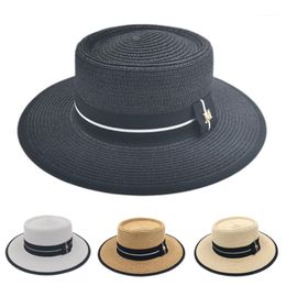 Wide Brim Hats Mistdawn Unisex Straw Solid Pork Pie Summer Outdoor Party Street Beach Sun Hat Boater Sailor Top Cap1