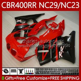 Bodywork For HONDA Fairing CBR400 RR red glossy blk CBR400RR NC29 88-99 66No.14 NC23 CBR 400 RR C CC 1988 1989 1990 1991 1992 1993 400CC CBR 400RR 94 95 96 97 98 99 OEM Bodys