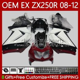 Injection Fairings For KAWASAKI NINJA EX ZX Red white blk 250R EX250 ZX250 R 2008 2009 2010 2011 2012 Bodywork 81No.134 ZX250R EX250R 08-12 ZX-250R 08 09 10 11 12 OEM Body