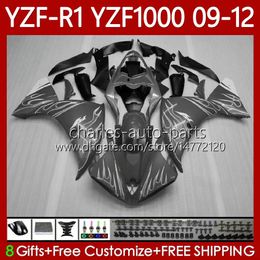 OEM Bodywork For YAMAHA YZF R1 1000 CC YZF1000 YZF-R1 2009 2010 2011 2012 MOTO Bodys 92No.91 YZF-1000 Grey Flames YZF R 1 1000CC 2009-2012 YZFR1 09 10 11 12 Fairing Kit