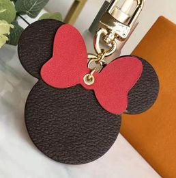 Plaid Mouse Designer Bow Keychains PU Leather Animal Bag Pendant Charm Girls Cars Keyrings Chains Holder Fashion Women Key Ring Je237a
