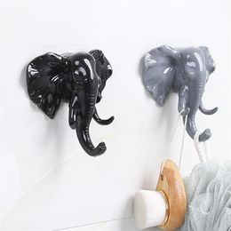 Hooks & Rails Elephant Head Self Adhesive Wall Door Hook Hanger Bag Keys Sticky Holder X304091