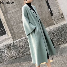 Neploe Korean Causal Long Sweater Cardigan Oversized Loose 2020 Autumn Winter Knitted Coat Fashion Solid Women Outerwear LJ201112