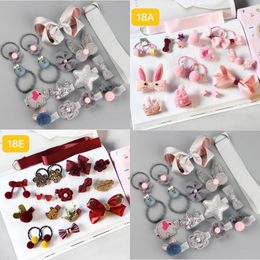 Hair Accessories 18 Piece Suit Girls Sequins Bow Hairpin Rope Sets Baby Fashion Ornament Hot Sale Multicolor 5cd J2