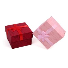 silk jewelry boxes Australia - Bow Silk Ribbon Jewelry Box Simplicity Exquisite Ring Earring Stud Square Paper Case Valentines Day Gift High Quality 0 42bc L2