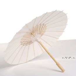 White Bamboo Paper Umbrellas Manual Craft Oiled Papers Umbrella DIY Creative Blank Painting Bride Wedding Parasol BBF14161