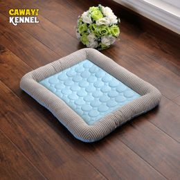 CAWAYI KENNEL Dog Cooling Mat Pet Ice Pad Teddy Mattress Pet Cool Mat Bed Cat Summer Keep Cool Ice Silk Cooling Dog Mat for Dogs 201126