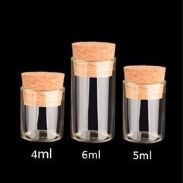 Hot sell Small Test Tube With Cork Stopper 4mL 5mL 6mL Glass Spice Bottle DIY Craft Transparent Glass Bottle Drifting Bottle T9I001124