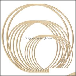 Decorative Flowers & Wreaths Festive Party Supplies Home Garden Dream Catcher Rings 12Pcs Wood Bamboo Floral Hoop For Diy Wreath Decor Weddi