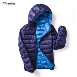 Fitaylor New Autumn Winter Women Ultra Light Down Jackets Casual Double Side Reversible Coats Plus Size 4XL Female Outwear 201023