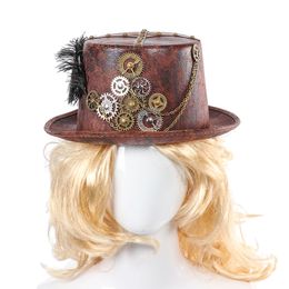 RetroGear Steampunk Bowler Hat with Feather Decor - Perfect for Halloween & Cosplay