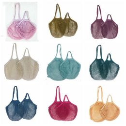 Shopping Bags Handbags Mesh Net Long Handle Shopper Tote Vegetable Fruits Grocery Bags String Reusable Storage Bags Organiser LSK2072