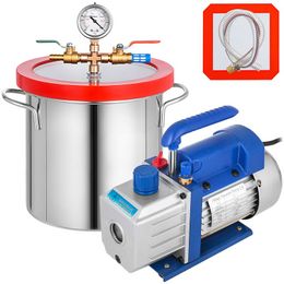 NewLeZhen 2 Gallon Vacuum Chamber + 3CFM Refrigerant Vacuum Pump HVAC Single Stage Kit Degassing Silicone Vacuum Chamber Sealer