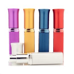 Fashion New Style 6ML Portable Aluminium Perfume Bottle With Atomizer Mini Refillable Travel Perfume Sprayer Empty Glass Parfum Case SN4950