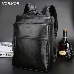 Brand waterproof 15.6 inch laptop backpack men PU leather backpacks for teenager Men Casual Daypacks mochila male