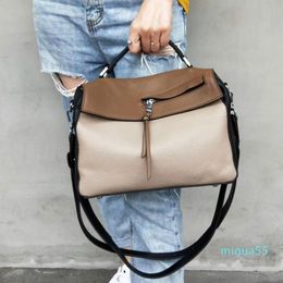 Cross Body Genuine Leather Shoulder Bag Women's Handbag Lady's Stitched Messenger Luxury Designer Crossbody Bags For Women Totes