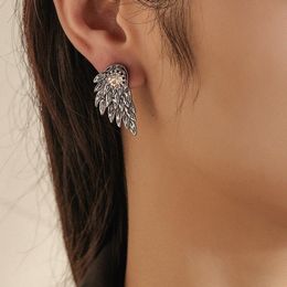 S2700 Fashion Jewellery Retro Stereoscopic Wings Hipster Stud E arrings Inlaid Diamond Beautiful Angel Wing Earrings