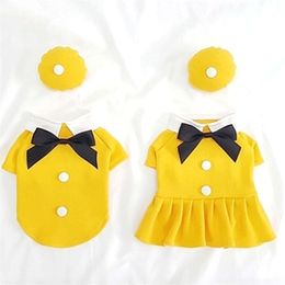 New Dog Clothing Hat Couple Pet Clothes Boy Dog T-shirt Girl Dog Dress Skirt Summer Cat Yorkshire Chihuahua Puppy Costume 201114